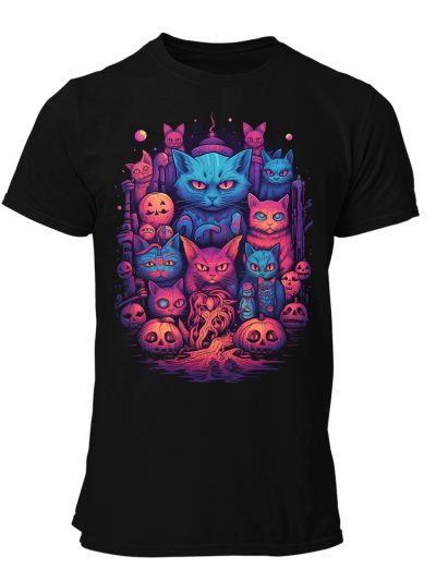 Camiseta Hombre Cats - Halloween colors art