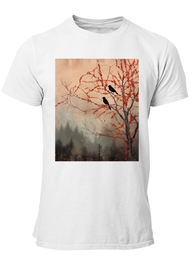 Camiseta Hombre China - Sumi-E birds tree art