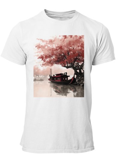 Camiseta Hombre China - Sumi-E tree lake art
