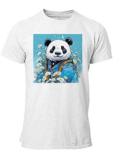 Camiseta Hombre Panda - Flowers art