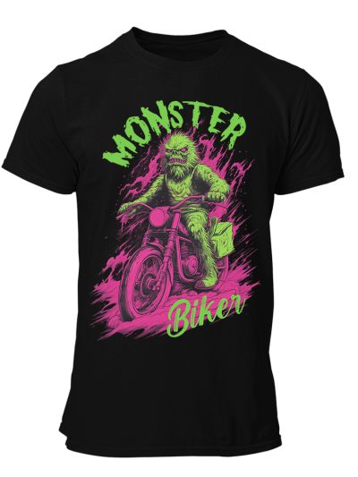 Camiseta Hombre Biker - Monster neon art