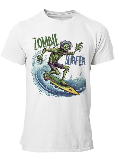 Camiseta Hombre Surfer - Zombie scary art