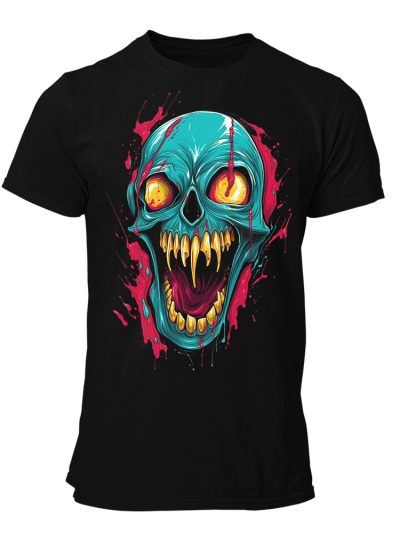 Camiseta Hombre Zombie - Neon skull art