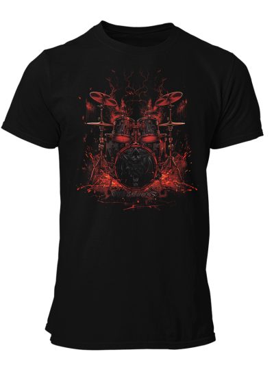 Camiseta Hombre Drums- Heavy metal red from hell
