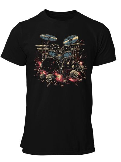 Camiseta Hombre Drums- Heavy metal skulls