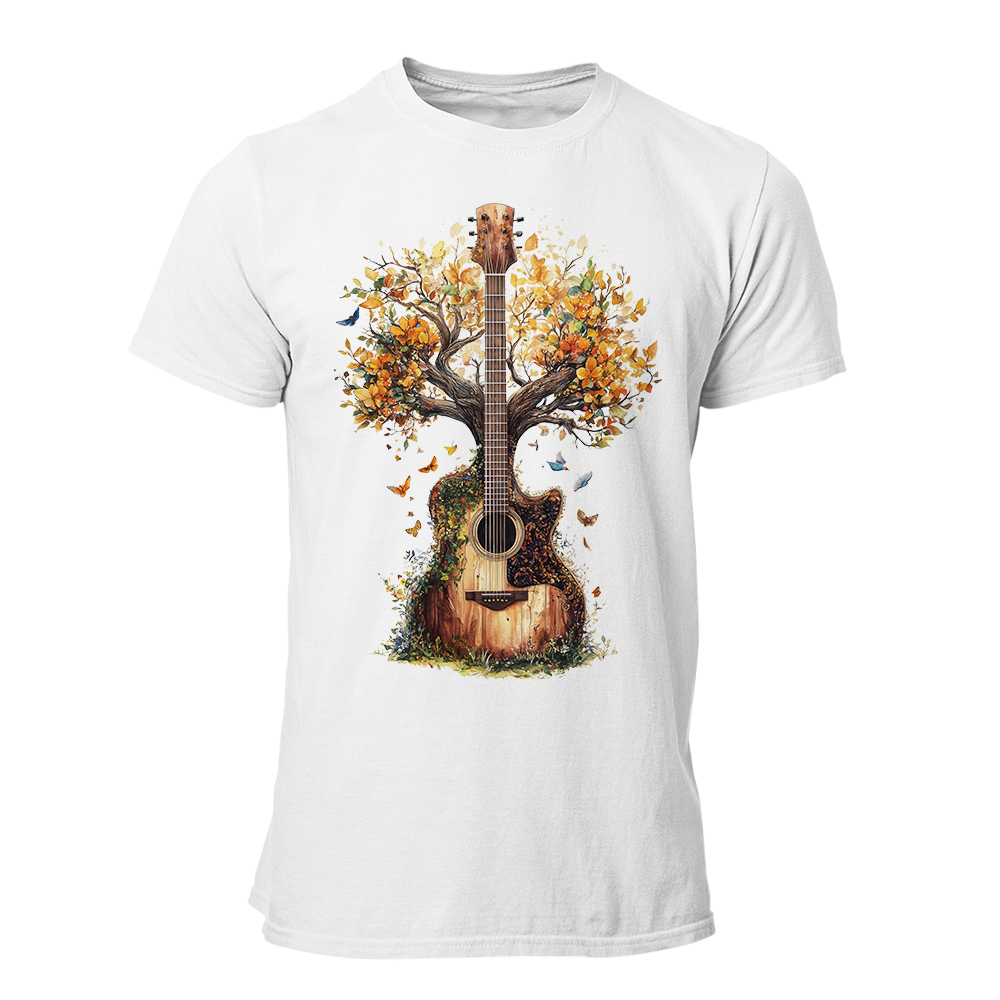 Camiseta Hombre Guitar - Acoustic autumn tree