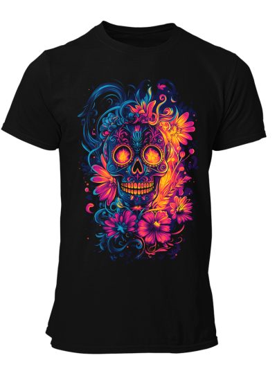 CAMISETA-HOMBRE-NUEVA-SUGAR SKULL-COLORS FLOWERS