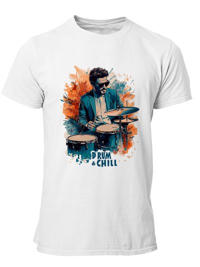 CAMISETA-HOMBRE-NUEVA-DRUMS-AND CHILL SUIT WH