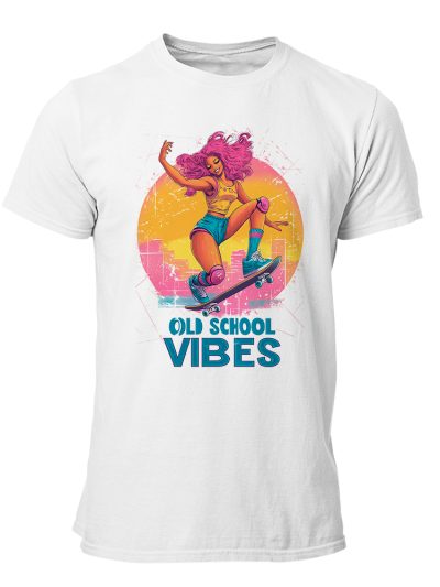 CAMISETA-HOMBRE-NUEVA-SKATE-OLD SCHOOL VIBES 90S GIRL WH