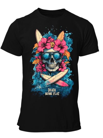 CAMISETA-HOMBRE-NUEVA-SURF-DEATH BEFORE FLAT
