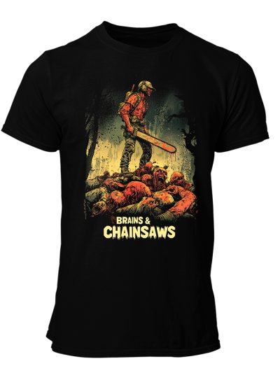 CAMISETA-HOMBRE-NUEVA-ZOMBIE-BRAINS AND CHAINSAWS