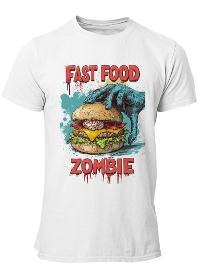 CAMISETA-HOMBRE-NUEVA-ZOMBIE-FAST FOOD BURGER WH