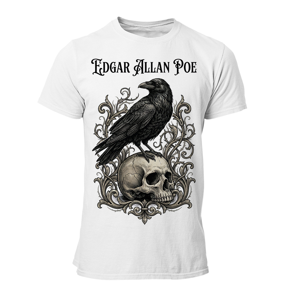 Camiseta Hombre Edgar Allan Poe - Raven & Skull