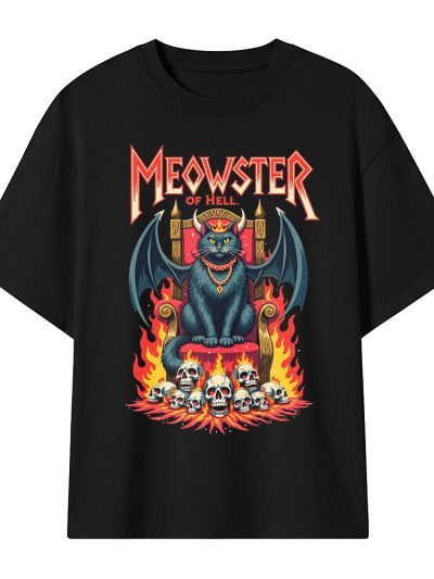 Camiseta Oversize Meowster of Hell - Heavy Metal / Hellish Style