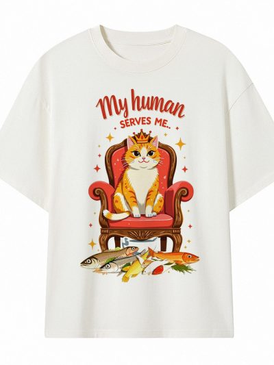 Camiseta Oversize My Human Serves Me - Royalty / Kawaii Foodie Style