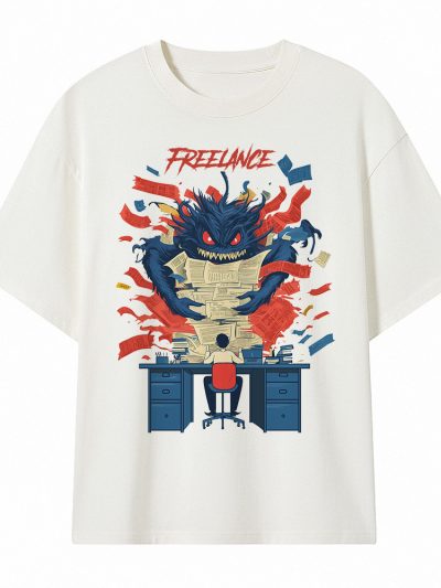Camiseta Oversize Freelance Paper Monster - Chaos Office Art