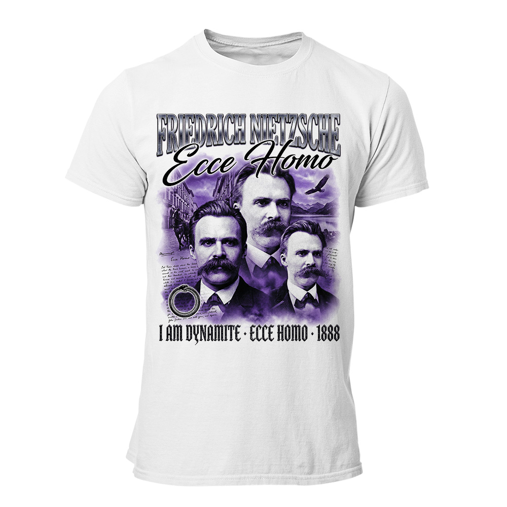 Camiseta Hombre Nietzsche - Ecce homo I am dynamite 90s Bootleg