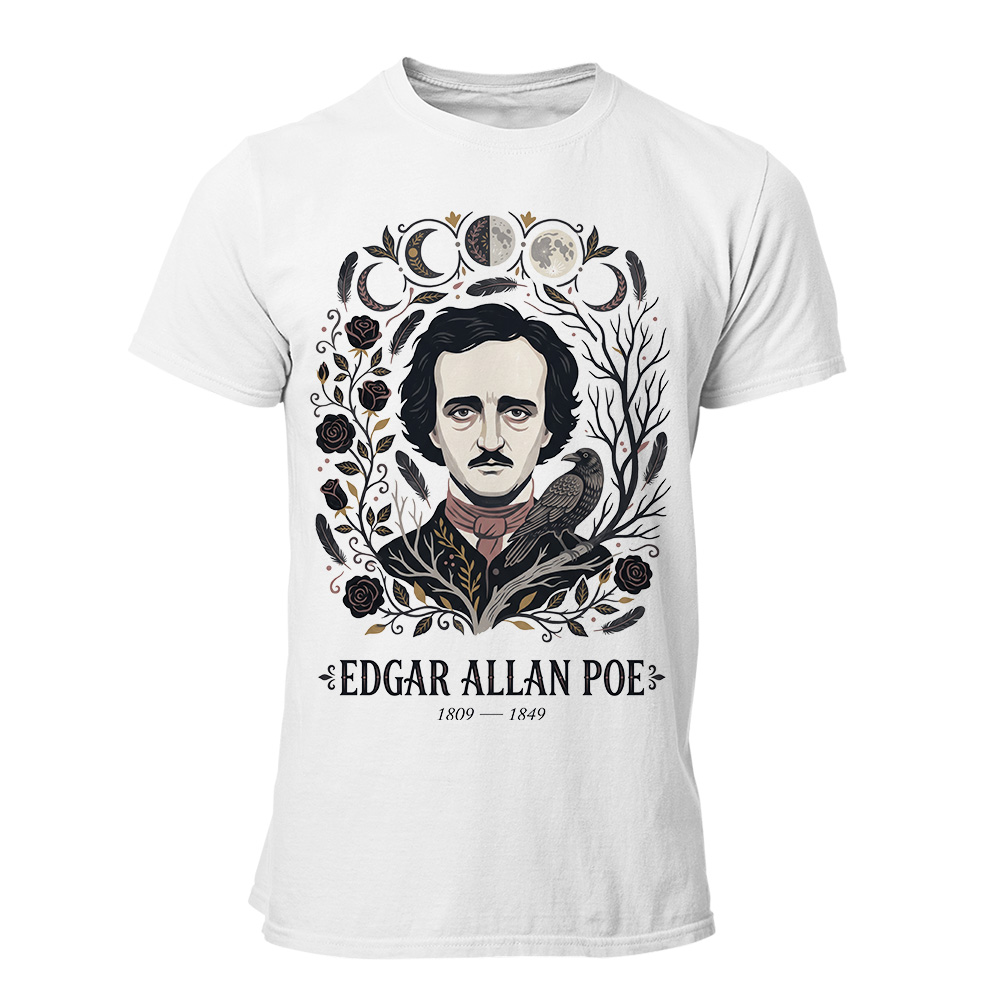 Camiseta Hombre Edgar Allan Poe - Dates moon art Wh