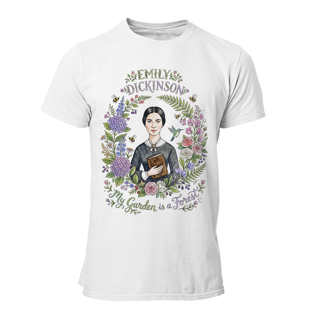 Camiseta Hombre Emily Dickinson - My garden is a forest Floral Wh