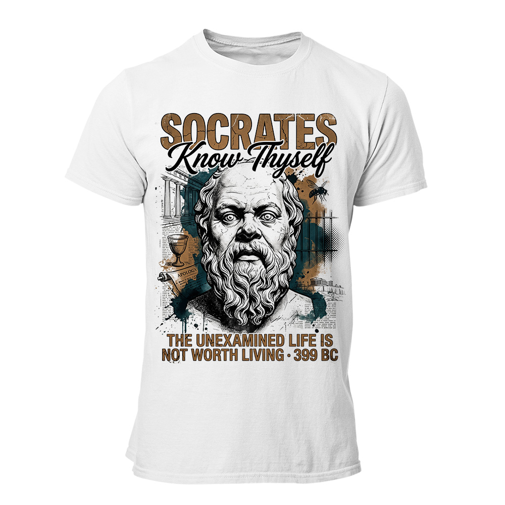 Camiseta Hombre Sócrates - Know thyself 90s Bootleg Wh