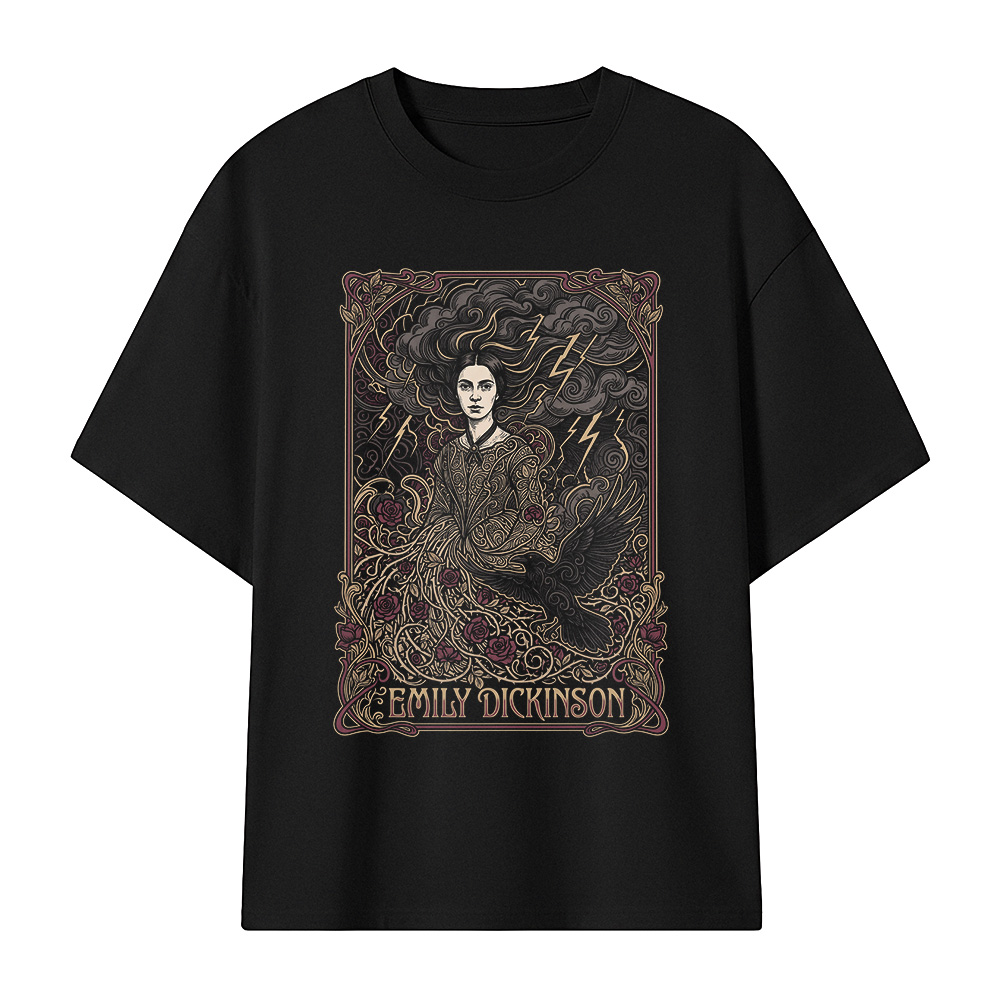 Camiseta Oversize Emily Dickinson - Gothic Engraving art