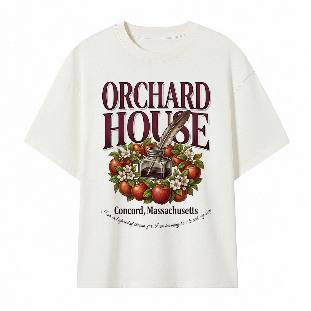 Camiseta Oversize Louisa May Alcott - Little women Orchard house Wh