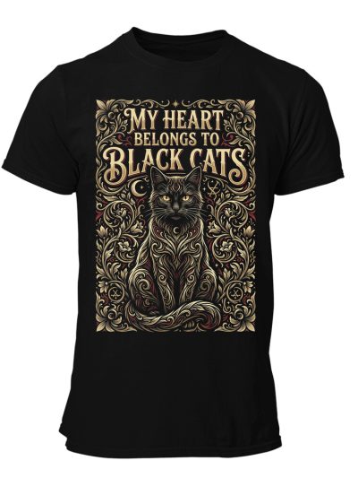 Camiseta hombre Cat Black My Heart Belongs
