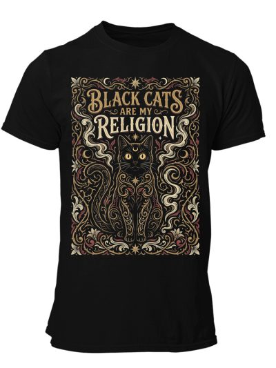Camiseta hombre Cat Black Religion