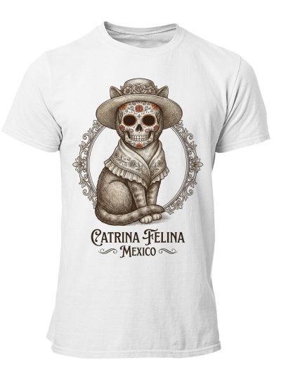 Camiseta hombre Cat Catrina Felina Mexico