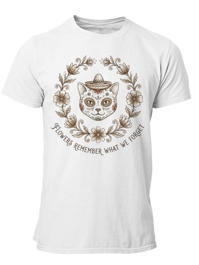 Camiseta hombre Cat Catrina Flowers Remember