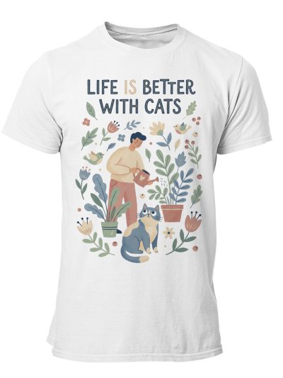 Camiseta hombre Cat Life Is Better Folk