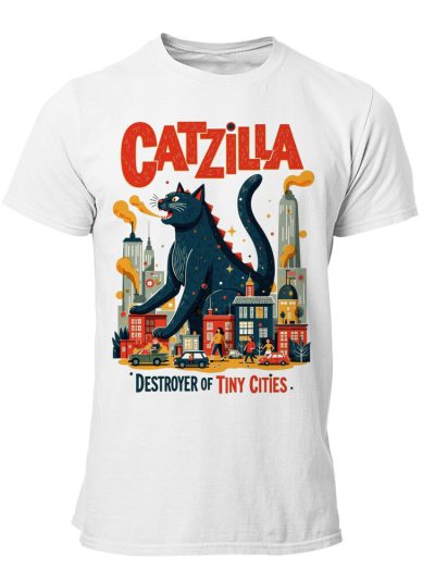 Camiseta hombre Cats Catzilla Destroyer Tiny Cities