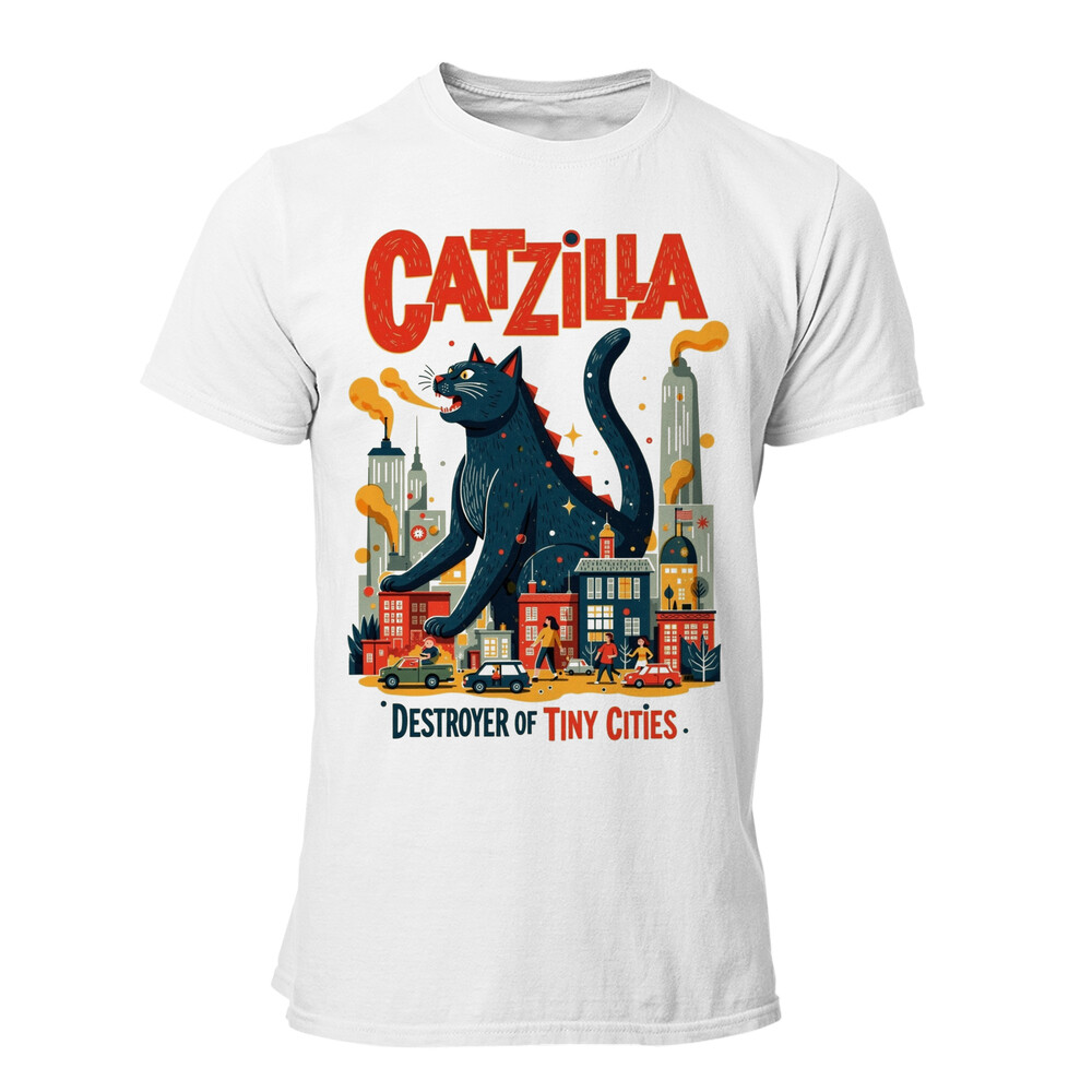 Camiseta hombre Cats Catzilla Destroyer Tiny Cities