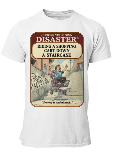 Camiseta hombre Disaster Shopping Cart Down A Staircase