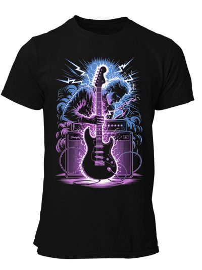Camiseta hombre Guitar Electric Plug In Black Out