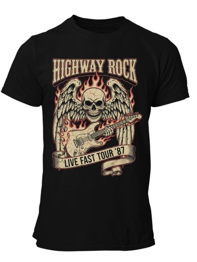 Camiseta hombre Highway Rock Live Fast Tour Vintage 87