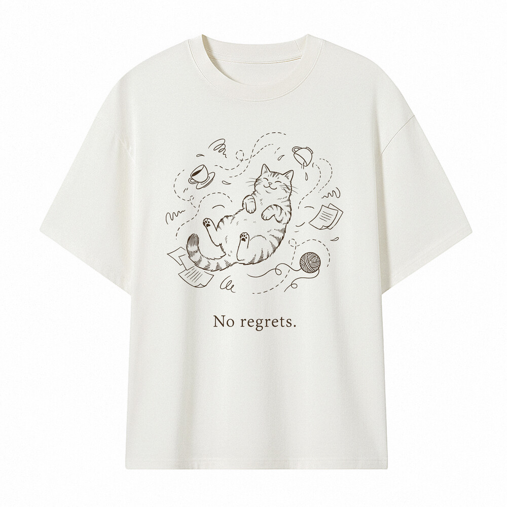 Camiseta oversize Cat No Regrets
