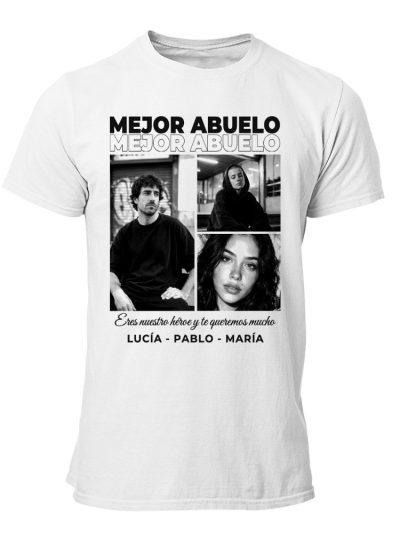 Camiseta Hombre estándar 185 gsm. «Collage de tres fotos»