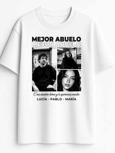 Camiseta Hombre oversize 240 gsm. Made in Portugal «Collage de tres fotos»