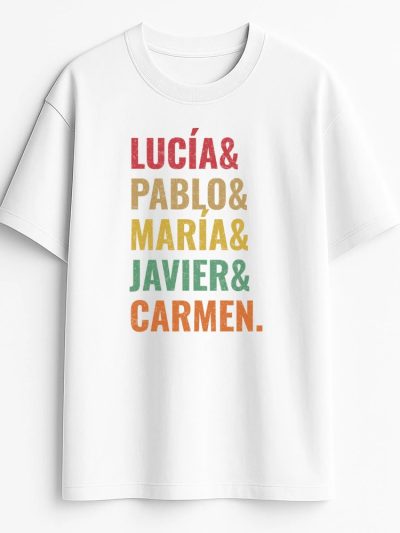Camiseta Hombre oversize 240 gsm. Made in Portugal «Lista de nombres vintage»