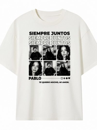 Camiseta Oversize unisex 240 gsm. «Texto y seis fotos blanco y negro»