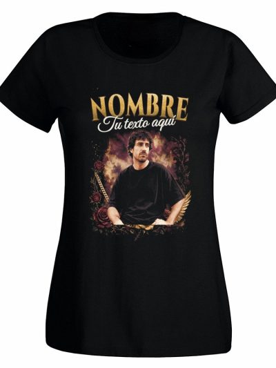 Camiseta Mujer entallada 185 gsm. «Nombre con rosas y alas»