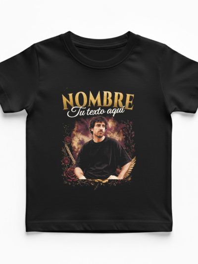 Camiseta Infantil estándar 190 gsm. «Nombre con rosas y alas»