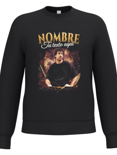 Sudadera cuello redondo unisex 280 gsm. «Nombre con rosas y alas»