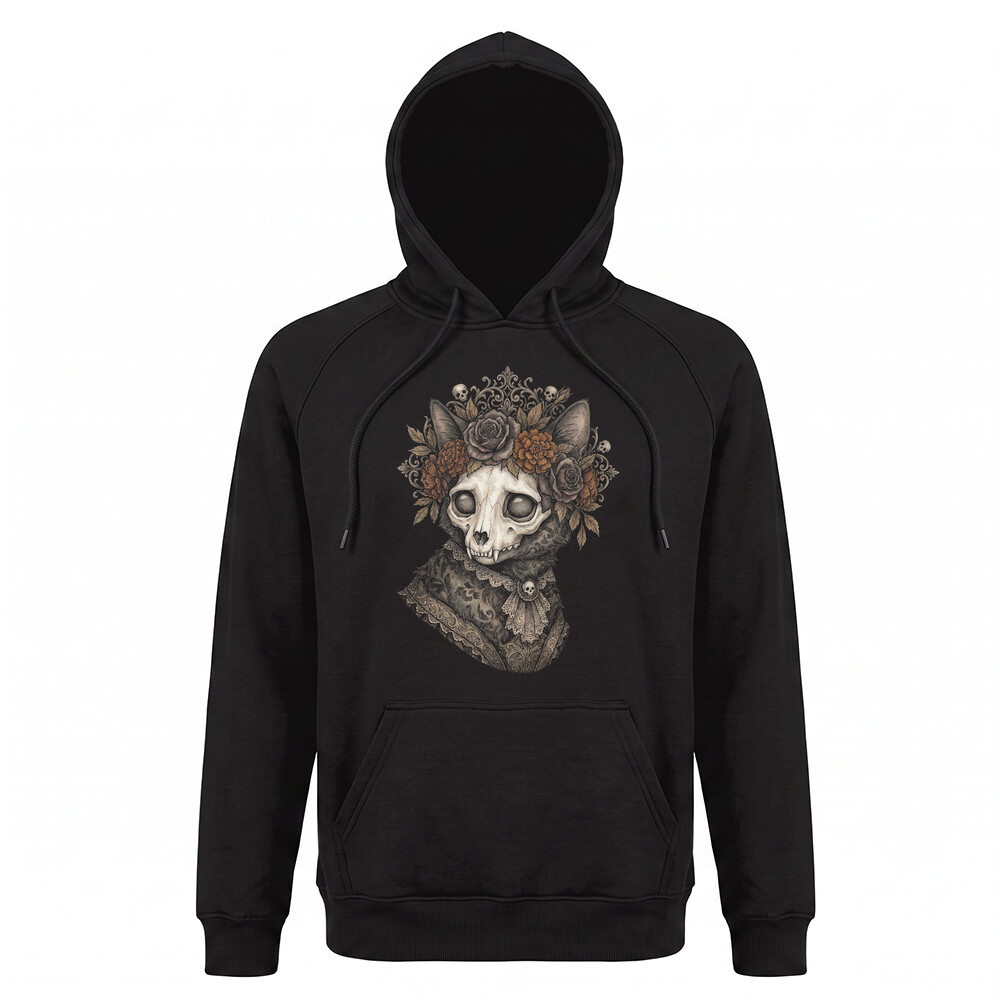 Sudadera con capucha Cat Victorian Skull Roses Art