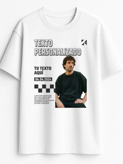 Camiseta Hombre oversize 240 gsm. Made in Portugal «Texto personalizado con foto»