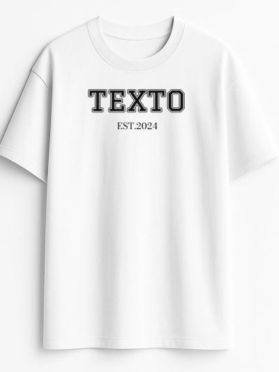 Camiseta Hombre oversize 240 gsm. Made in Portugal «Texto universitario EST.»